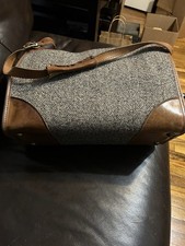 Borsa a tracolla Hartmann tweed pelle marrone trasporto notte borsone vintage 17x13