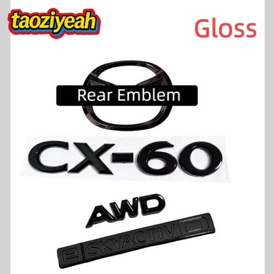 4PCS Gloss Black e-SKYACTIV D CX-60 AWD Rear Lid Emblem Badge Sticker For CX60