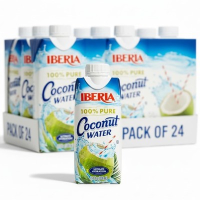 Iberia All Natural Coconut Water 11.1 fl oz (330ml) 11.08 Fl Oz (Pack of 24)