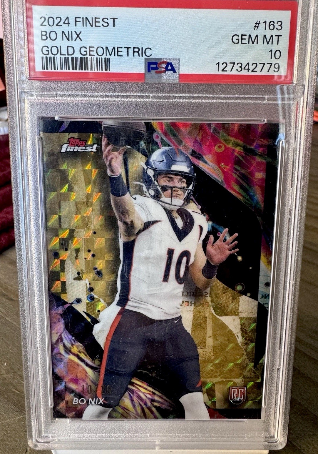 2024 Topps Finest - Bo Nix #163 Gold Geometric NUMBER MATCH 🔥Refractor /25 (RC)