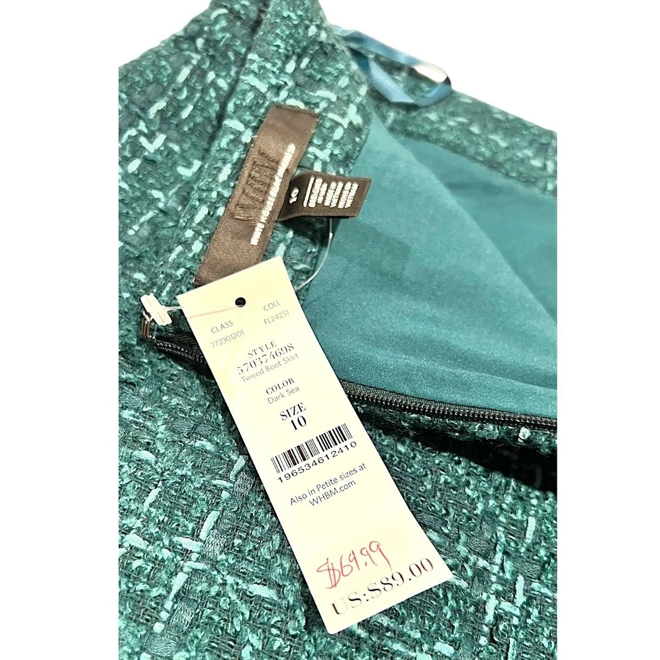 NUEVO CON ETIQUETAS Casa Blanca Mercado Negro Mar Oscuro Tweed Traje Chaqueta y Falda 10 Dorado Foto 4 de 4