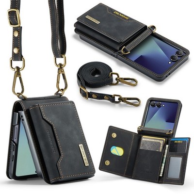 For Samsung Galaxy Z Flip 7FE/7/6/5/4/3 PU Leather Stand Crossbody Wallet Case