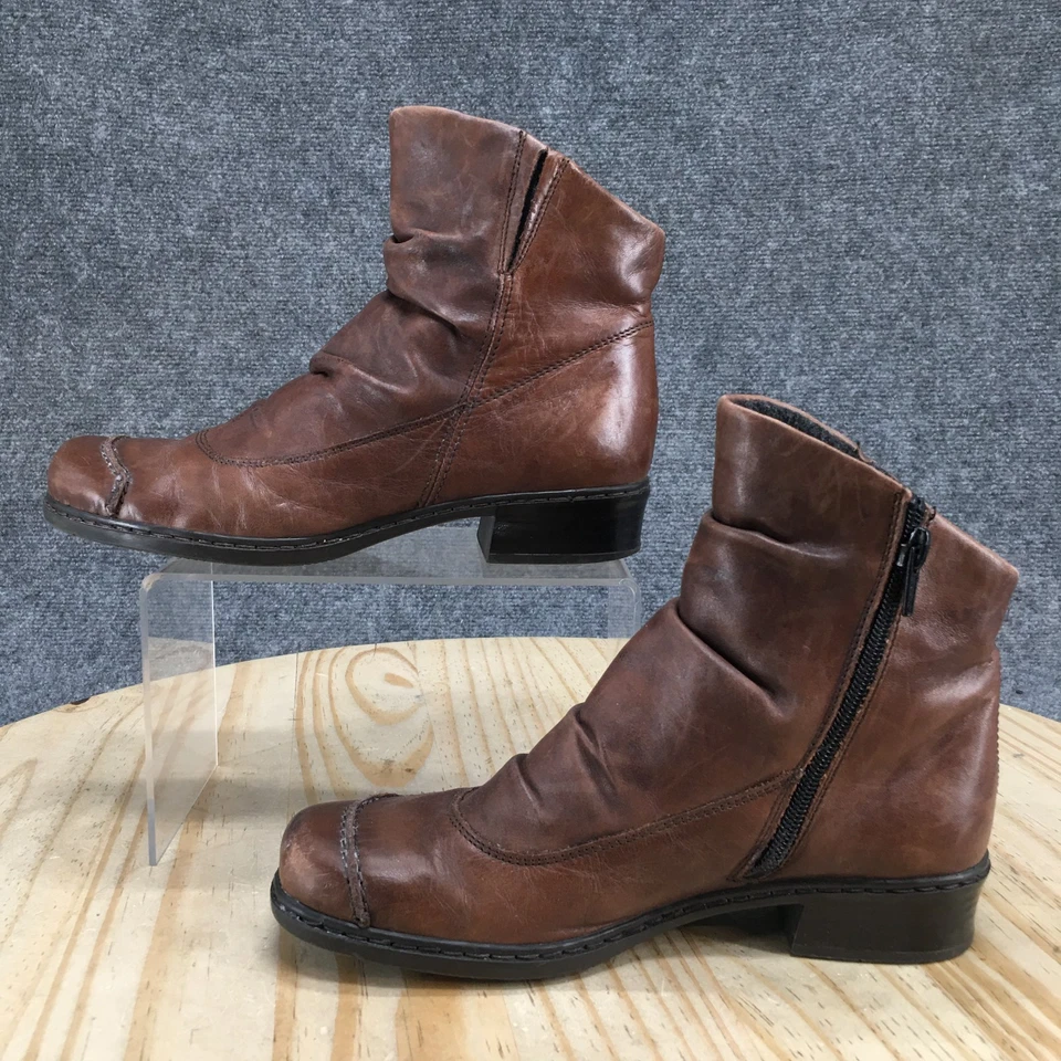 Rieker Botas Mujer 36 Botín Marrón Cremallera Lateral Informal Punta Redonda Tacones Bloque Foto 2 de 4