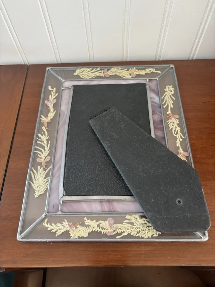 Marco de fotos vintage de vitrales con plomo flores secas estilo Tiffany Foto 4 de 4