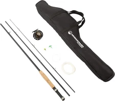 3-Piece Fly Fishing Rod and Reel Combo Starter Kit - 97-Inch 97", black,brown 