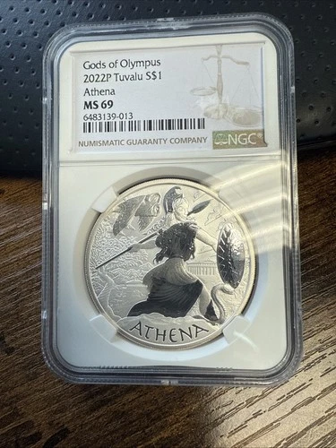2022 Tuvalu Gods of Olympus Athena 1oz Silver NGC MS69!  