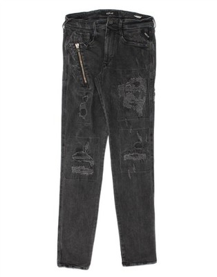 Replay Herren Anbass Distressed Slim Jeans W31 L32 Schwarz Baumwolle BR19