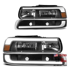 LED DRL Headlight Assembly Compatible with 1999-2002 LED - Black/Amber/Clear