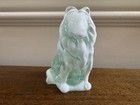 VINTAGE MOSSER GLASS COLLIE DOG FIGURINE AQUA GREEN OPALESCENT SLAG 3" — photo 2