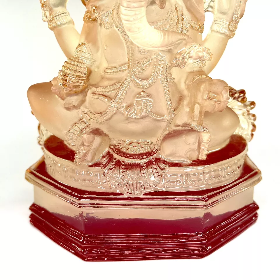 Glass Lord Ganesha Statue Figurine – Hindu Elephant God Sculpture – 11” India - Image 4 of 4