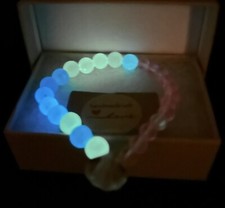 Luminous Jewelry Glow In The Dark 8mm Mermaid Glass Beaded Bracelet- handmade  