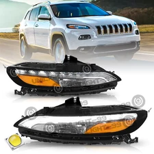 For 2014-2018 Jeep Cherokee DRL Parking Light Turn Signal Lamp Assembly LH+RH