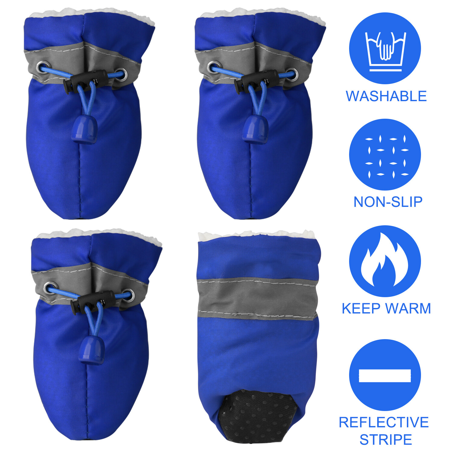 Warm Pet Cotton Shoes Winter Anti-slip Waterproof Reflective Puppy Protect USA