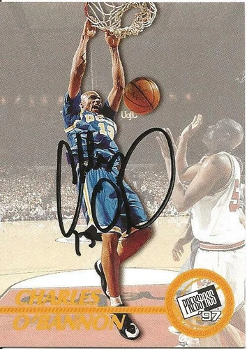 CHARLES O'BANNON ; 1997 PRESS PASS CERTIFIED AUTHENTIC AUTOGRAPHED CARD