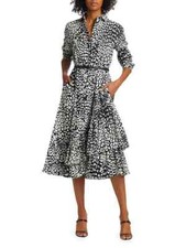 Nuevo con etiquetas Vestido Camisa Max Mara Lipari Estampado Azul Marino y Blanco Talla 16