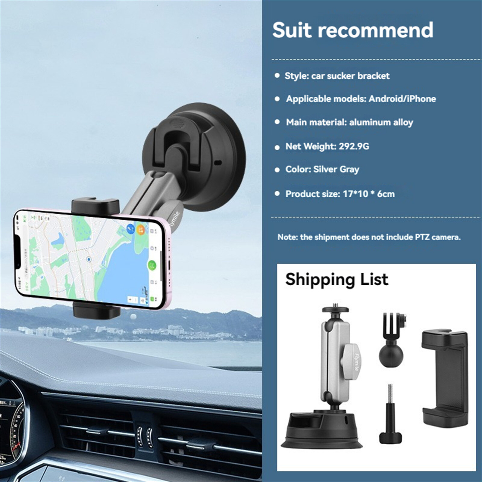 For DJI POCKET 3 Sports Camera Car Suction Cup Mount Bracket Adjustable Adapter