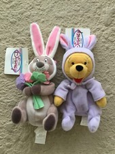 Disney Store Bean Bag 8  Easter Bunny Pooh Bunny Suit  Gopher 7  NEW