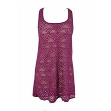 Miken Swim Wild Aster Purple MEDIUM Crochet Racerback Swim Cover Up NWT 