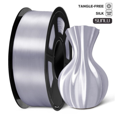 SUNLU PLA+ SILK Filament 1.75mm+/-0.02mm Vakuumverpackung 1KG Spule Silber