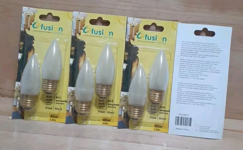4[2PACKS]= 8 BULBS:  FUSION 40WATT FROSTED Indoor Standard B10 like: ge sylvania - Image 2 of 2