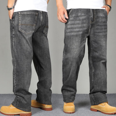 Men Loose Fit Casual Jeans Retro Look Baggy Washed Straight Leg
