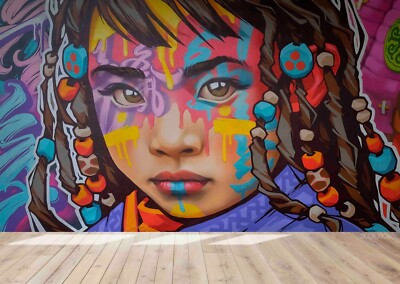 3D Abstract Color Graffiti Self-adhesive Removable Wallpaper Murals Wall