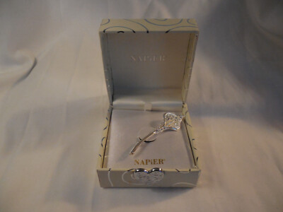Napier silver tone Calla lilly  brooch signed NIB