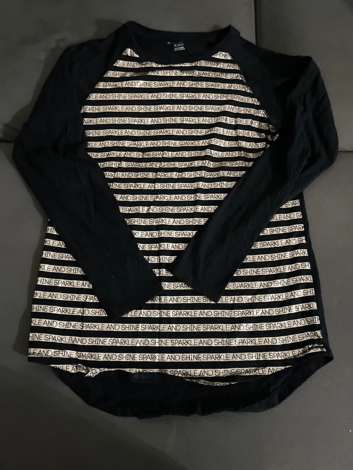 Jersey manga larga mujer Xhilaration negro y dorado.  Talla XL (14/16) #3 Foto 3 de 4