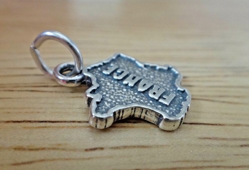 Sterling Silver 17x15mm Shape of Country says France French Charm - Picture 3 of 5