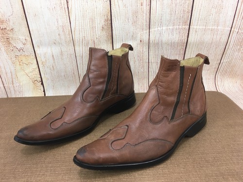 Men's Christian Gallery Brown Leather Ankle Boots Sz 28.5 / US 9.5 H8(8) |  eBay