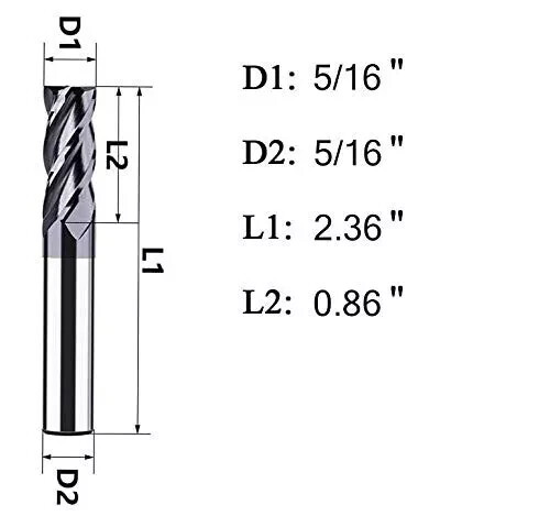 5PCS 5/16 4-Flute Solid Carbide End Mill TiAlN Coated, Free Shipping