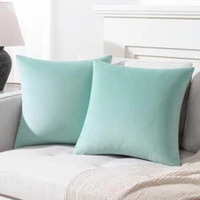  Decorative Throw Pillow Covers, Velvet Cushion Covers, 16 x 16-Inch Turquoise
