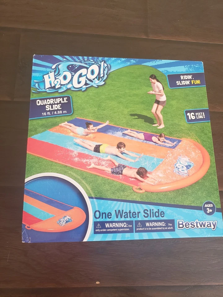 H2OGO Bestway Quadruple Water Slide 4 Person 16ft Slip N Slide - Image 2 of 4