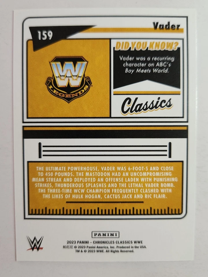 2023 Panini Chronicles WWE - CLASSICS LEGENDS #159 VADER - Image 2 of 2