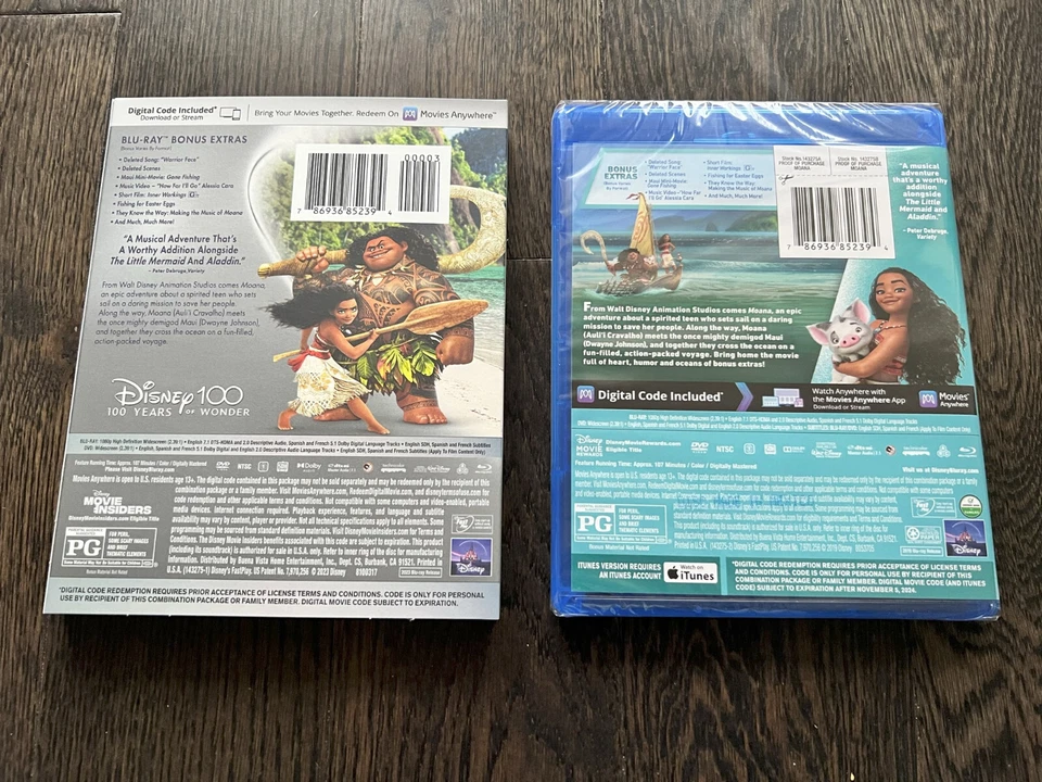 Moana Multi-Screen Disney 100 Edition (Blu-ray + DVD + Digital Code) NEW - Image 2 of 2