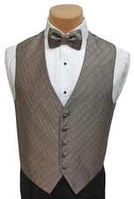 Men's Mocha Brown Tuxedo Vest & Tie Set Fullback Formal Groom Wedding Prom 