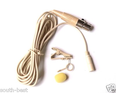 Beige Tie Clip Lapel Lavalier Microphone for Shure Wireless 4Pin mini ME2