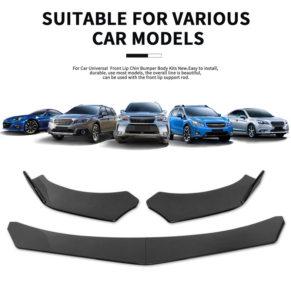 Carbon-Fiber Look Front Bumper Lip Splitter Kit + Strut Rods – Fits Dodge Challenger RT / SXT