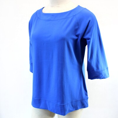 Denim & Co. Essentials Plus Blue 100% Cotton 3/4 Sleeve Boat Neck Top 2X