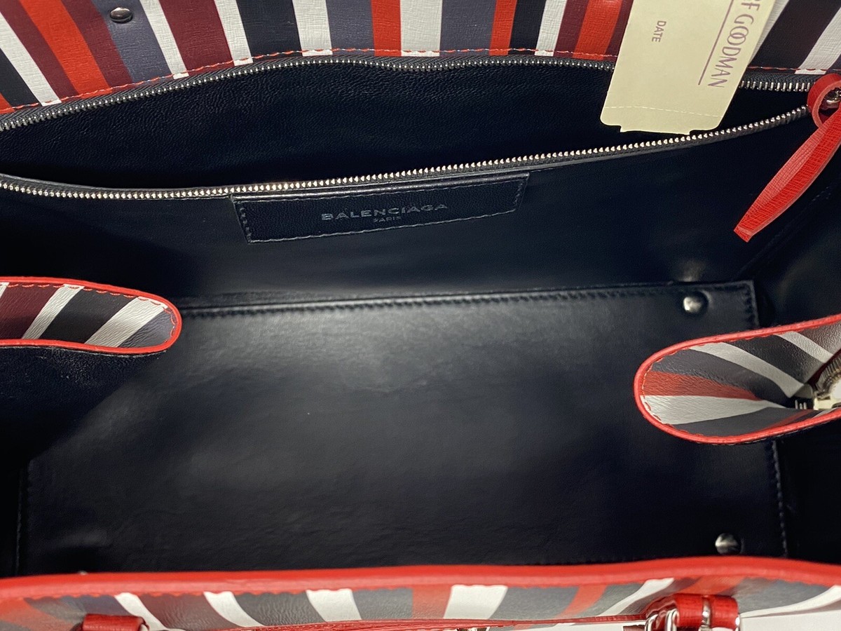 Balenciaga Papier B4 AJ Red Striped Zip-Around Tote Bag Balenciaga Papier B4 AJ Red Striped Zip-Around Tote Bag
