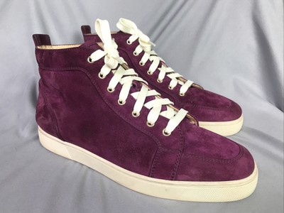 Men's Christian Louboutin Rantus Merlot Purple High Top Suede Sneakers Sz  44 | eBay