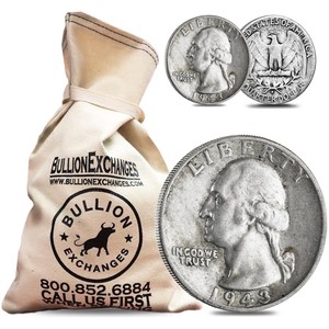 Sale Price - $100 Face Value Bag Washington Quarters 90% Silver (Circulated)