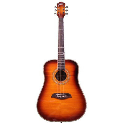 Oscar Schmidt OG1FYS 3/4 Size Acoustic Guitar, Flame Yellow Sunburst