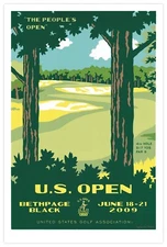 Official 2009 U.S. Open Bethpage Black USGA Golf 24"x36" Poster Lucas Glover 🔥 