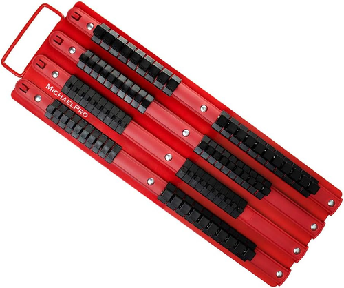 MP014006 80-Piece Portable Socket Organizer Tray, Red Rail with Black Clips, Pre - Picture 10 of 12