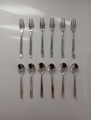 PINTI Italy Kuchengabel & Teelöffel Kaffeelöffel 18/10 Set 12 Teile 6 Pers.