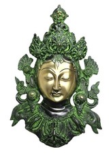Large Tara Wall Hanging Figure Vintage Style Handmade Brass Figurine (Green)