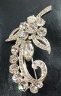 Vintage Eisenberg Ice Clear Rhinestone Silver Tone Floral  Brooch Pin/Hat Pin