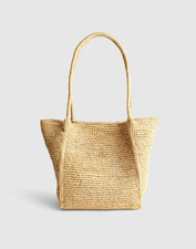 Madewell Lexington Small Tote Raffia Warm Coffee Multi Woven Shoulder Bag NZ764