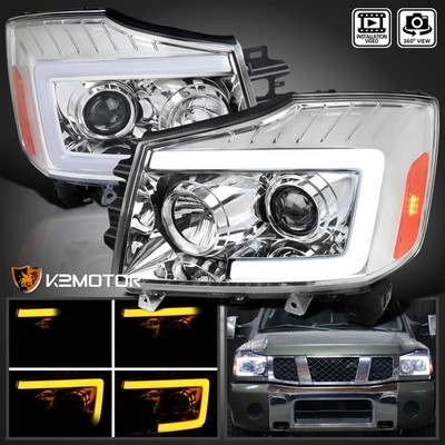 Fits 2004-2015 Titan Armada LED Sequential Signal Projector Headlights Lamps